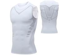 WOTEG Gilet Modellante ionico | Gilet Dimagrante Pancia, Canotta a Compressione da Uomo | Camicie Senza Maniche per Controllo della Pancia Delicate sulla Pelle per Gli Sport in Palestra