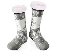 WOTENCE Calze a Pantofola uomo Foderati Cozy Extra Spesse Pantofola Calzini Invernali Antiscivolo Calzini Caldi(Sci (Grigio Chiaro))