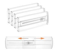 Wotendy 4 Pezzi Divisori per Cassetti in Plastica, Altezza 10 cm, 26,9-43,2 cm Organizzatori per Cassetti Regolabili, Separatori per Cassetti per Camera da Letto/Bagno/Cucina/Ufficio
