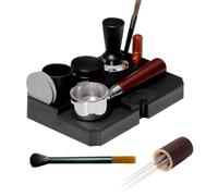 Wotendy Coffee Tamper Station, Tamper Station 51~58 mm per Barista, Coffee Tamping Station in ABS, Con Agitatore per Caffè Espresso a 6 Aghi e Pennello, Accessori Barista, Nero