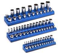 Wotendy Organizzatore Magnetico per Bussola con 75 Slot, Portaprese Metriche da 3 pezzi conPportaprese da 1/4 di Pollice 3/8 di Pollice 1/2 di Pollice, Presa Non Inclusa