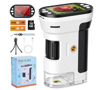 Wothfav 200x-1000x Microscopio Bambini, IPS 2.0"Microscopio Portatile, Con Treppiede Mini Scheda Micro SD da 16 GB, Regalo 4-12 Anni Bambino Bambina