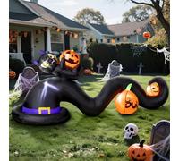 Wothfav 270CM Decorazioni Gonfiabili Halloween - Cappello da Strega Gatto Nero Gonfiabile Halloween con LED Blow Up Halloween Decorazione Esterno per Prato Cortile Giardino Outdoor