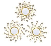wotieuns Set di 3 specchi decorativi da parete, motivo a raggi di sole, stile boemio, dorato, decorazione in metallo, specchio da appendere, per soggiorno, camera da letto, bagno, 9,25 x 9,25 pollici