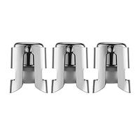 WOTOR 3 pezzi tappo per spumante, tappo champagne professionale in acciaio inox, tappo vino frizzante riutilizzabile, tappo per prosecco, a prova di perdite, Mantieni fresco (argento)
