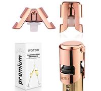 WOTOR 3 pezzi tappo per spumante, tappo champagne professionale in acciaio inox, tappo vino frizzante riutilizzabile, tappo per prosecco, a prova di perdite, Mantieni fresco (oro rosa)