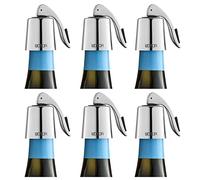 WOTOR Tappi bottiglie vino in acciaio inox, Tappo per vino con guarnizione in silicone, riutilizzabile accessori vino, a prova di perdite, per mantenere il vino fresco, confezione da 6 (argento)