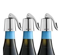 WOTOR Tappi bottiglie vino in acciaio inox, Tappo per vino con guarnizione in silicone, riutilizzabile accessori vino, a prova di perdite, per mantenere il vino fresco, confezione da 3 (argento)