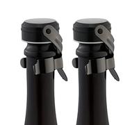 WOTOR Tappo per Spumante, Tappi Bottiglie Vino, a Prova di perdite, Mantieni Fresco, Riutilizzabile Accessori Vino, Adatto per Vino Rosso, Champagne, Prosecco, Vino frizzante (Nero, 2 Pezzi)