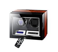 WOTZOV Caricatore Automatico per 2 Orologi, con Telecomando E Display LED Touch, Elegante Vetrina con Finitura in Legno Laccato Effetto Pianoforte.