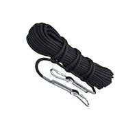 WOTZOV Corda da Arrampicata Nera da 10,5 mm, Corda statica per Alpinismo, Corda in Nylon ad Alta Resistenza e antistrappo con Doppio moschettone,5m