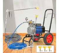 WOTZOV Spruzzatore di Vernice airless Commerciale da 3500 W, 450 Bar, Alta Pressione, 18 l/min, Macchina per verniciatura per impieghi gravosi con 2 Pistole a spruzzo e Tubo fle