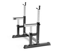 WOTZOV Supporto per bilanciere con carico Massimo di 300 kg, Supporto per Squat con manubri Regolabile, Supporto per Panca Piana, Stazione per Dip, Panca Leggera, Palestra Domes