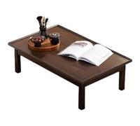 WOTZOV Tavolino basso in bambù in stile giapponese, tavolo da tè tatami rettangolare multifunzione, piccolo tavolo da scrivania per laptop, tavolo da picnic con vassoio per snac，One Color 80cm