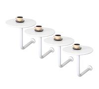 WOTZOV Tavolino rotondo bianco per piccoli spazi, tavolo in legno massello con struttura in metallo, tavolino moderno da divano, tavolino da snack, portavasi.，Set of 4