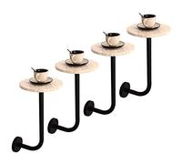 WOTZOV Tavolino rotondo moderno con piano in travertino, tavolino decorativo/portavasi per ingressi di balconi, comodino a parete，Set of 4