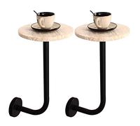 WOTZOV Tavolino rotondo moderno con piano in travertino, tavolino decorativo/portavasi per ingressi di balconi, comodino a parete,Set of 2