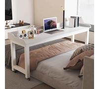 WOTZOV Tavolino sopraletto con ruote a 360°, carrello per laptop da postazione di lavoro in piedi, scrivania per computer mobile, tavolo da letto incrociato per ospedale e casa，White 180x40x80cm