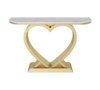WOTZOV Tavolo da consolle Tavolo da consolle con piano in finto marmo - Tavolo da ingresso - Tavolino moderno per soggiorno, ingresso e corridoio Tavolino per soggiorno, ingress，Rose Gold Large