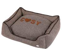 Wouapy Divano Prestige British - Spazio di Riposo confezionato con Un Tessuto a Spina e Finta Pelliccia - Design Pratico e Confortevole - Taglia Media - Marrone/Beige