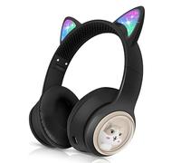 Woukksy Cuffie Bluetooth per Bambini, Nue Pieghevole 85dB Over-Ear Cuffie per Ragazza, Wireless Cuffie per Bambina con LED e Microfono per Scuola/Tablet/Telefono Cellulare/PC (nero)