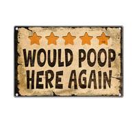 Would Poop Here Again Funny Five Star Rating Targa In Metallo Divertenti Targa In Latta Durevole Targhe In Latta Per Bar Esterno Pub 20X30Cm