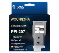 Woungzha Cartucce d'inchiostro compatibili per Canon PFI-207 - Cartuccia a colori per stampante Ipf680 Ipf685 iPF780 iPF785 (1 nero opaco)