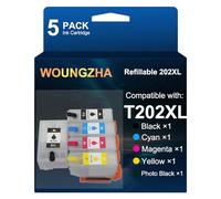 Woungzha Cartucce d'inchiostro ricaricabili 202XL con chip di riavvio automatico compatibili con Epson Expression Premium XP-6000 XP-6005 XP-6100 XP-6105