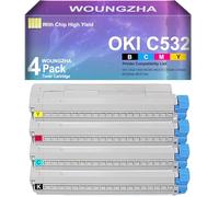 Woungzha Compatibile Cartuccia toner C532 C542 MC563 MC573 Sostituzione per Oki Okidata C532dn C542dn MC563dn MC573dn (4-Pack)