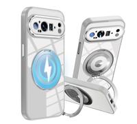 Wousunly Compatibile con Cover Google Pixel 9 Pro XL Silicone Magnetico con Anello,Custodia Pixel 9 Pro XL Antiurto Protezione Case Cover (bianco)