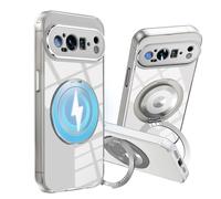 Wousunly Compatibile con Cover Google Pixel 9 Pro XL Silicone Magnetico con Anello,Custodia Pixel 9 Pro XL Antiurto Protezione Case Cover (grigio)