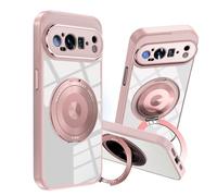 Wousunly Compatibile con Cover Google Pixel 9 Pro XL Silicone Magnetico con Anello,Custodia Pixel 9 Pro XL Antiurto Protezione Case Cover (rosa)