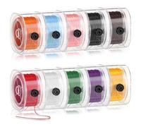 Wouueso 10 rotoli da 0,8 mm, 1000 yards, braccialetto in gomma piatta con scatola per l'organizzazione di cristalli elastici, per la creazione di gioielli, facile da usare