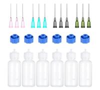 Wouueso 6 bottiglie da spremere con punta dell'ago, 30 ml, in plastica, 14ga 16ga 18ga 20ga, punte smussate per colla