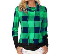 Wouueso Autunno Inverno Donne Dolcevita Maglione Maglione Manica Lunga A Quadri Plus Size Magliette Strette Per Donne Top Camicette Verde