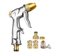 Wouueso Doccetta da giardino ad alta pressione, pistola a spruzzo da giardino, 100% metallo, sgusciata, più raccordi di ricambio, robusta e potente per autolavaggio, prato bagnato