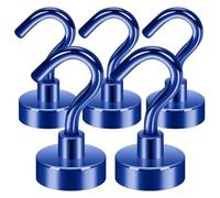 Wouueso Ganci magnetici da 27 libbre, calamite da terra pesanti, con ganci per frigorifero, ganci da crociera da appendere, (blu, confezione da 5)