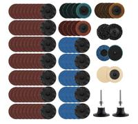 Wouueso Set di 118 dischi abrasivi per smerigliatrice - 2 rapidi cambio con 1/4 dischi di supporto, accessori per la lavorazione della superficie