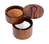 Wouueso Spargisale, contenitore per spezie a 2 livelli, piccola scatola di legno per conservare sale, spezie, o spezie preferite