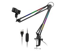 Wouueso Supporto per microfono RGB con luce RGB, supporto per forbice di sospensione girevole, base ordinaria