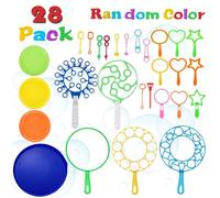 WOUYTPE 28 Pezzi Bolle di Sapone Bambini, Bolles di Sapone Gigante Set,Bastone D'acqua Bolle Giganti, Adatto per Giochi All'aperto, per Genitori e Figli e per Altre Attività (Set da 28 Pezzi)