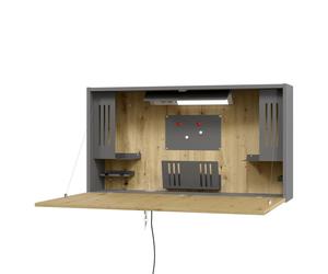 WOVA | Scrivania a muro - Segretario - Grafite/Rovere Nodato