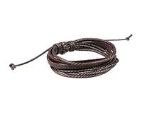WOVEBIUS Bracciale da uomo in pelle, multistrato, intrecciato, stile vintage, colore: nero, as description, Plastica, come descrizione