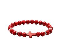WOVEBIUS Braccialetto alla moda con ciondolo a forma di croce, con pietre naturali, accessorio alla moda e perline in pietra naturale, colore blu, as description, Plastica, come descrizione