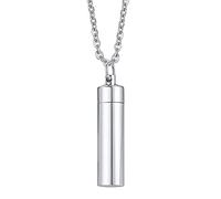 WOVEBIUS Collana commemorativa con ciondolo a forma di bottiglia di profumo per ceneri e gioielli, alla moda, colore acciaio