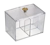 WOVEBIUS Contenitore in plastica per tamponi di cotone per trucco con coperchio a 2 griglie, 13,5 x 8,8 x 9,8 cm