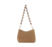 Woven Bag Commuting Women's Bags New Summer Resort Woven Beach HandBag Small Chain Shoulder Bag(Dark Khaki)
