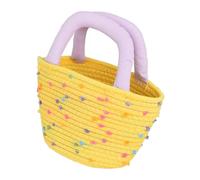 Woven Bag - Handmade Colorful Dot Basket Organizer, Cotton Rope Beach Tote, borsa per ragazze adolescenti, storage for mobile Phone Cosmetic Notebook Shopping Stylish Everyday Carry Usage, giallo, Se