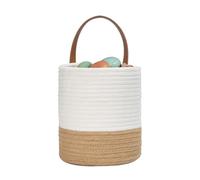 Woven Basket, Cotton Rope Organizer, 6.3x7.09 Inches Bin with Modern Style, Wall Decorative Baskets with Storage Feature, Living Room Bedroom Aid for Toys Clothes, Home Accessories for Bathroom Office