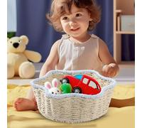 Woven Basket For Fruit | Tabletop Imitation Rattan Food Serving Basket | Woven Rustic Fruits Holders For Home Dining Table Pantry Living Room Nursery Wedding Easter Christmas Picnic Kitchen